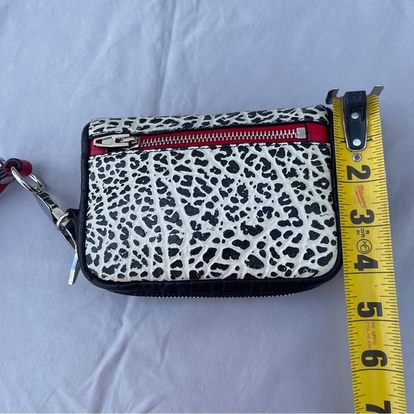 Alexander Wang Fumo Black White Red Embossed Leather Wristlet Zip Around Wallet - Picture 13 of 17